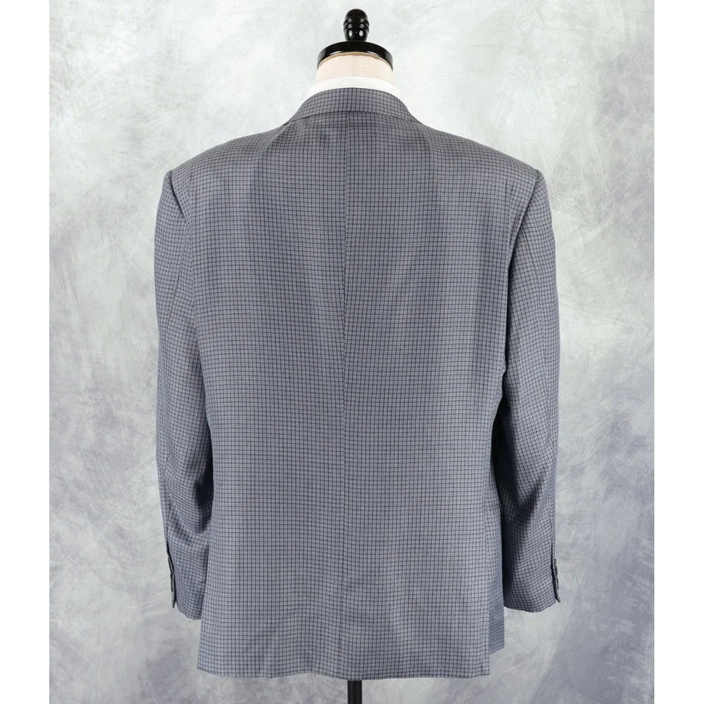 Armani Collezioni Sport Coat 46R Grey Micro Grid Weave Executive Silk Wool Italy